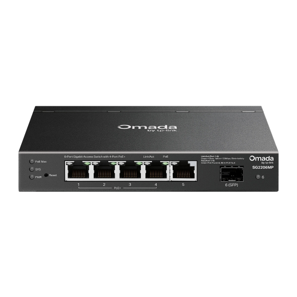 Коммутатор TP-Link Omada SG2206MP, 5x1 Гбит/с, SFP/uplink: SFPx1 (SG2206MP)