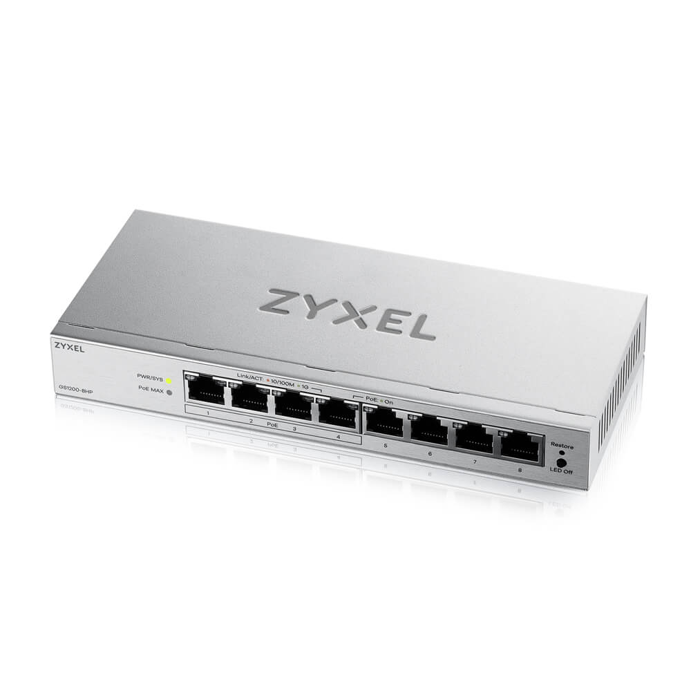 Коммутатор ZYXEL GS1200-8HPv3, 8x1 Гбит/с (GS1200-8HPV3-EU0101F)