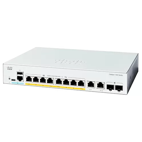 Коммутатор Cisco Catalyst 1300 C1300-8P-E-2G, 8x1 Гбит/с, SFP/uplink: combo RJ-45/SFPx2 (C1300-8P-E-2G)