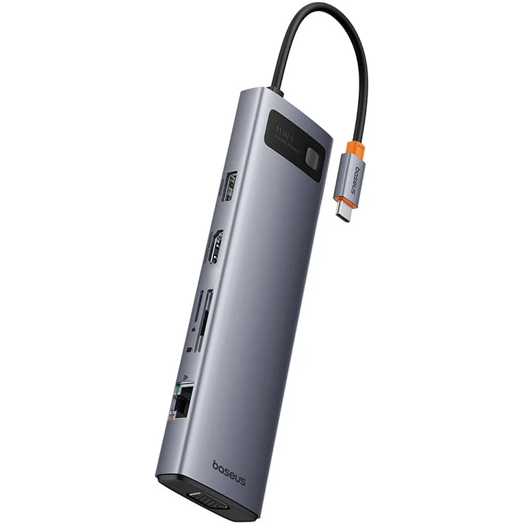 Док-станция Baseus Metal Gleam Series 11-Port HUB, серый (B00030709811-00)