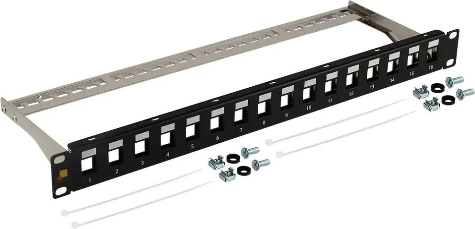 Патч-панель в шкаф 19" 1U, порты: 16, LANMASTER LAN-PPN16OK-STP (LAN-PPN16OK-STP)