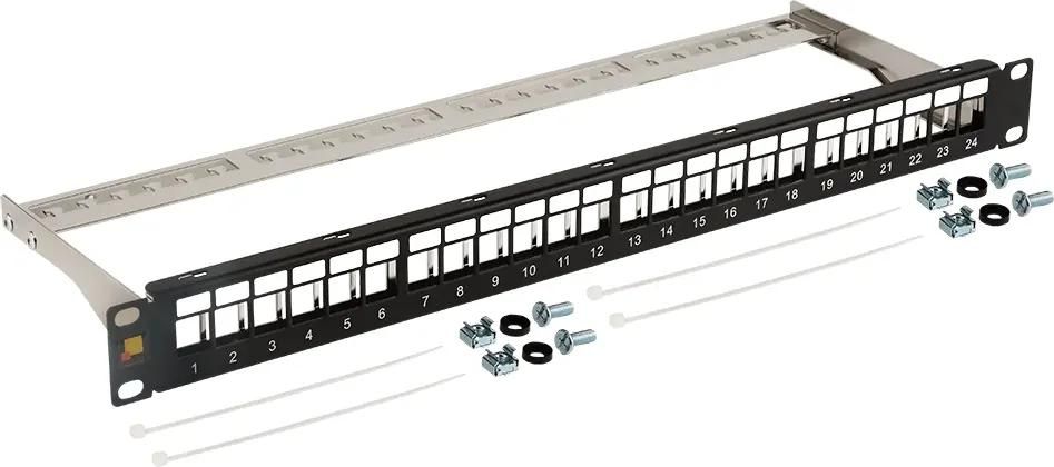 Патч-панель в шкаф 19" 1U, порты: 24, LANMASTER LAN-PPN24OK-STP (LAN-PPN24OK-STP)
