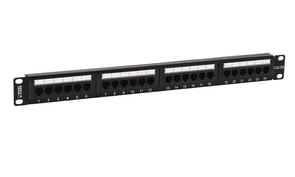Патч-панель в шкаф 19" 1U, порты: 24xRJ-45 кат. 5e, Maxicord MC-PP24-5-U1 (MC-PP24-5-U1)