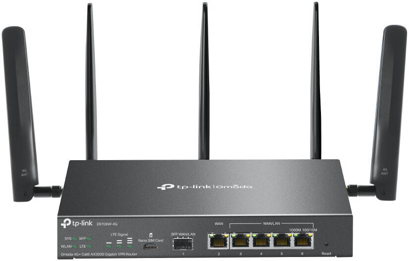 Wi-Fi роутер TP-Link Omada, до 2.98 Гбит/с, LTE (ER706WP-4G)