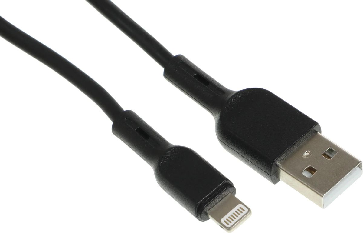 Кабель USB(Am)-Lightning 8-pin(M), 1 м, черный, BORASCO (38519)