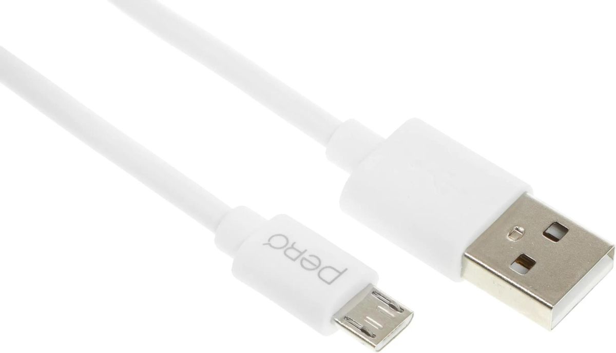 Кабель USB(Am)-Micro USB(Bm), 1 м, белый, PERO DC-03 (PRDC-03MU1MW)