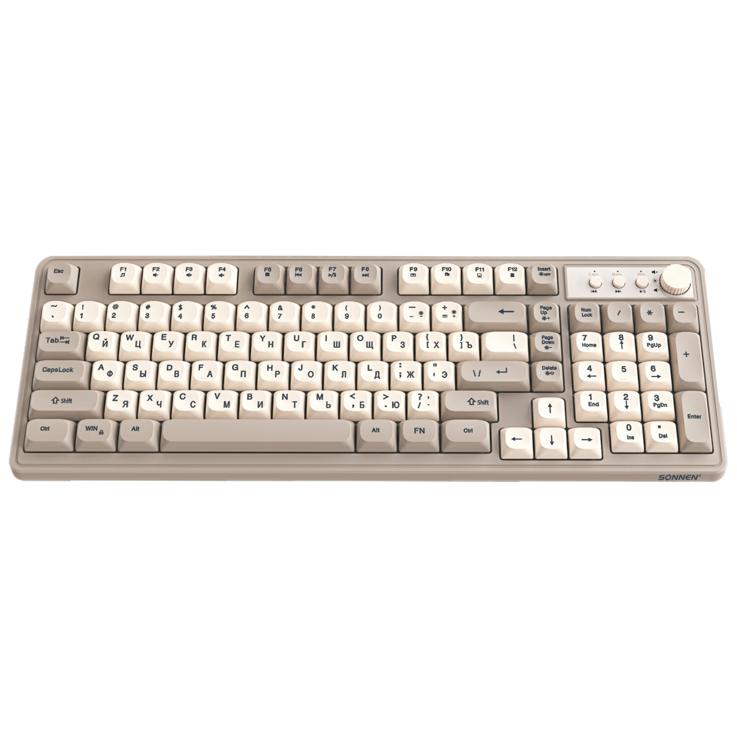 Клавиатура SONNEN K620, USB, серый/бежевый (513950)