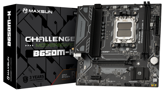Материнская плата MaxSun Challenger B650M-K WIFI, AM5, AMD B650, mATX