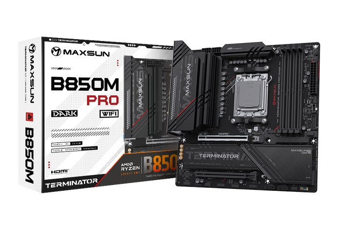 Материнская плата MaxSun Terminator B850M PRO DARK WIFI, AM5, AMD B850, mATX