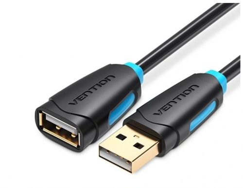 Кабель-удлинитель USB(Am)-USB(Af), 1.5 м, черный, Vention CBCB