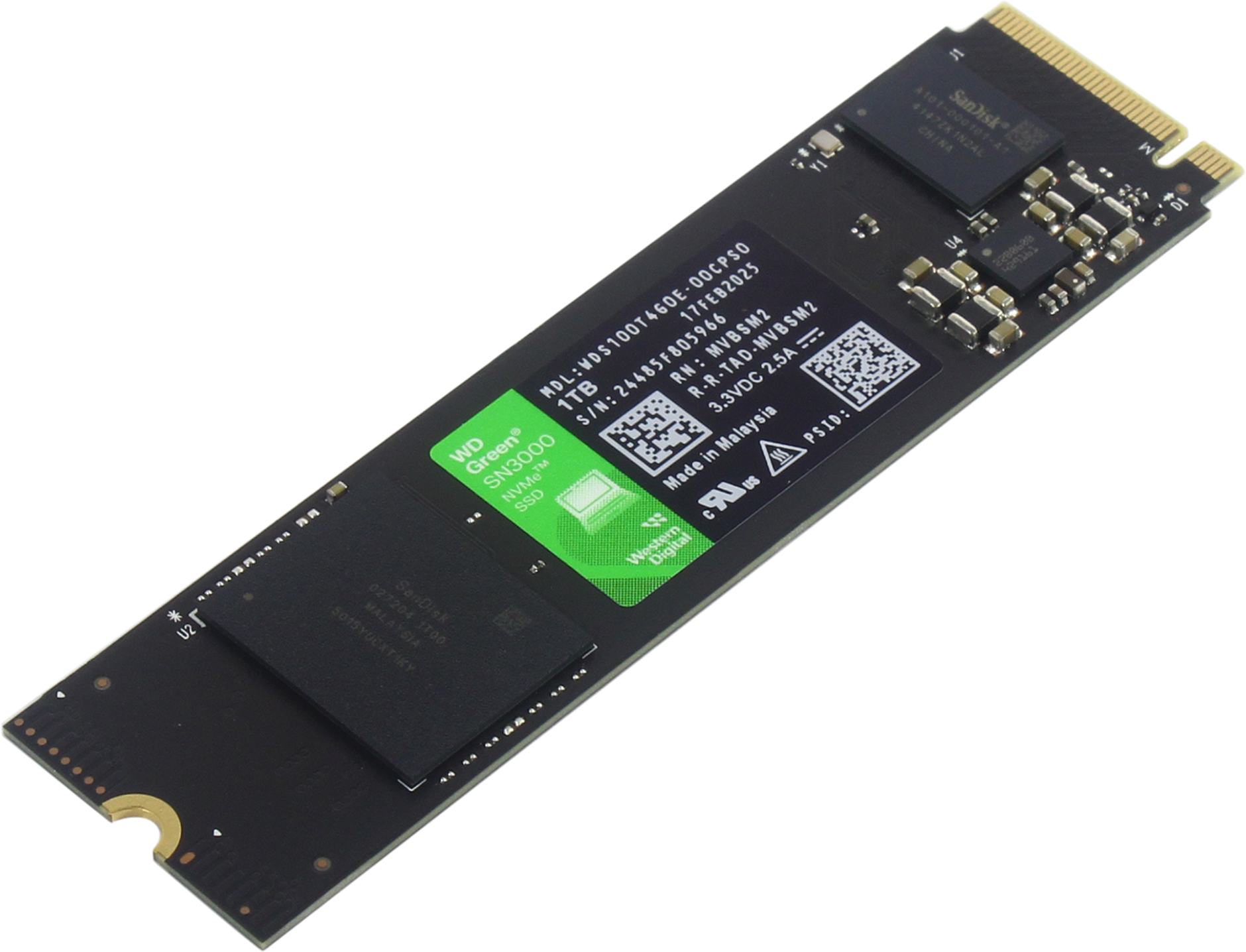 SSD Western Digital Green SN3000 1Tb M.2 2280 PCIe 4.0 x4 (WDS100T4G0E)