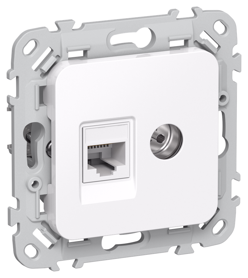 Розетка РКТВ5е-2-0-ФлБ TV+RJ45 скрытый монтаж, IEK (FI-AK22-1-K01)