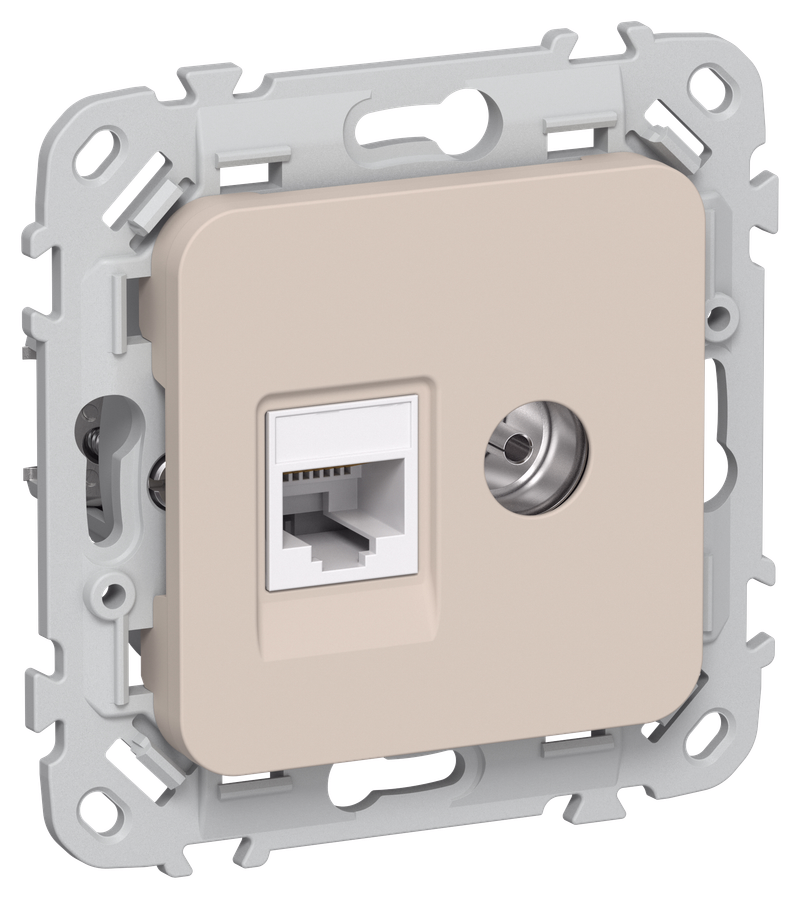 Розетка РКТВ5е-2-0-ФлЛ TV+RJ45 скрытый монтаж, IEK (FI-AK22-1-K88)