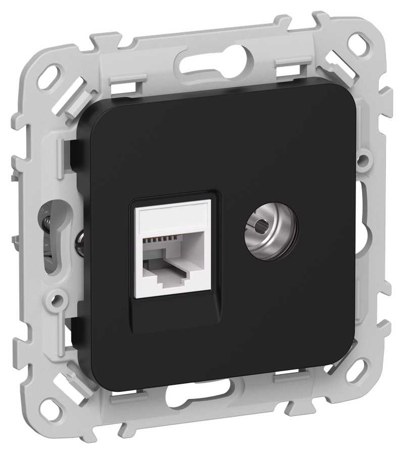 Розетка РКТВ5е-2-0-ФлЧ TV+RJ45 скрытый монтаж, IEK (FI-AK22-1-K02)