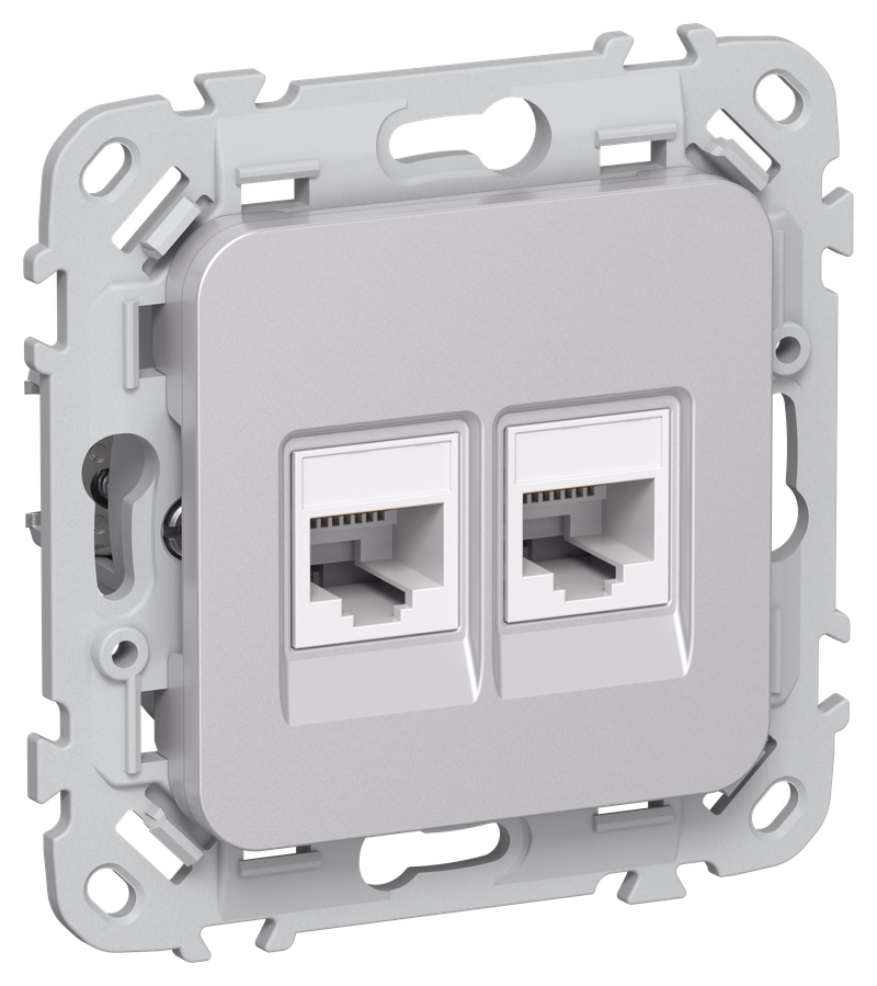 Розетка РК5е-2-0-ФлА RJ-45+RJ-45 скрытый монтаж, IEK (FI-K22-1-K47)