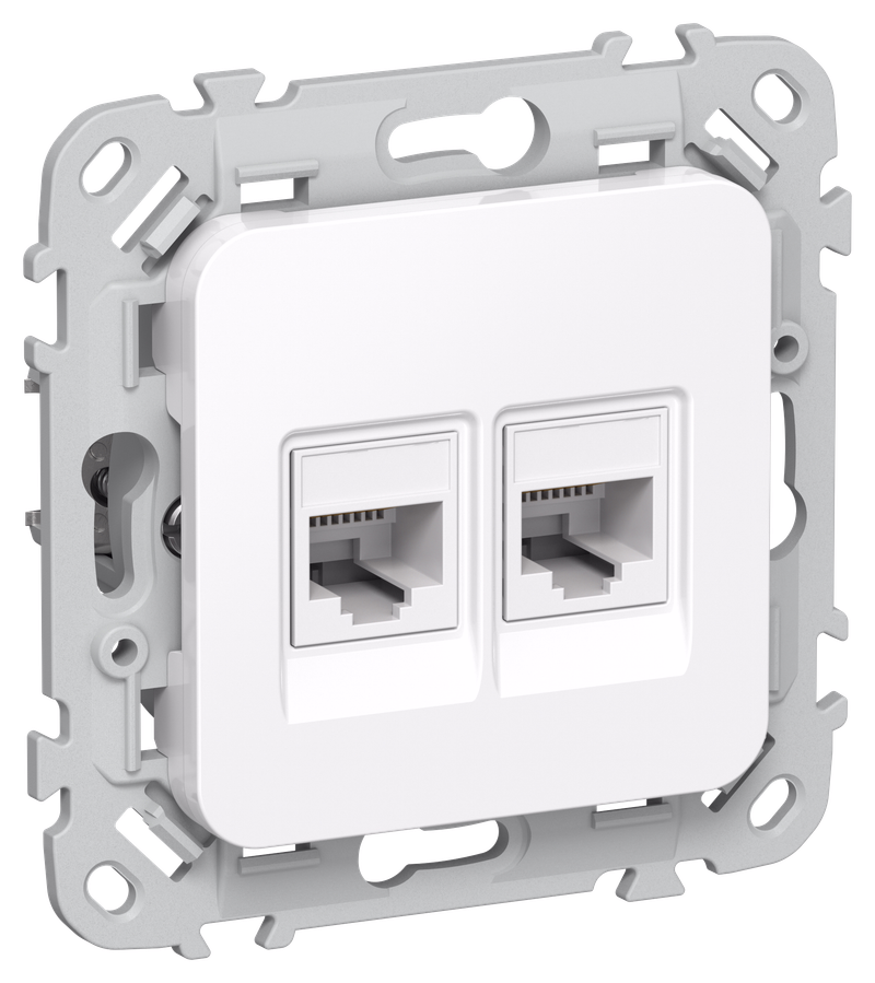 Розетка РК5е-2-0-ФлБ RJ-45+RJ-45 скрытый монтаж, IEK (FI-K22-1-K01)
