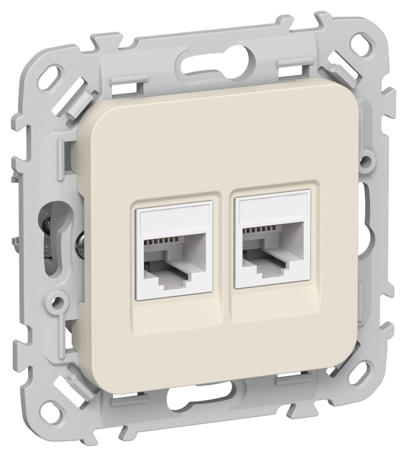Розетка РК5е-2-0-ФлСл RJ-45+RJ-45 скрытый монтаж, IEK (FI-K22-1-K86)