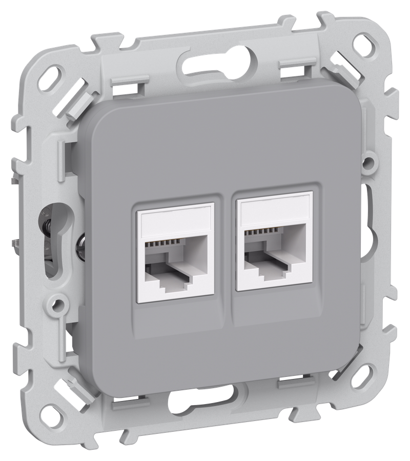 Розетка РК5е-2-0-ФлС RJ-45+RJ-45 скрытый монтаж, IEK (FI-K22-1-K03)