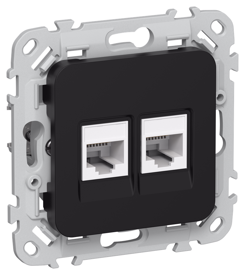 Розетка РК6-2-0-ФлЧ RJ-45+RJ-45 скрытый монтаж, IEK (FI-K22-2-K02)
