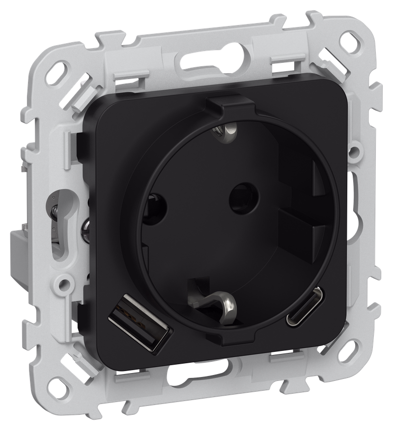 Розетка IEK FLITE РСЮшс11-1-ФлЧ, однопостовая, черный