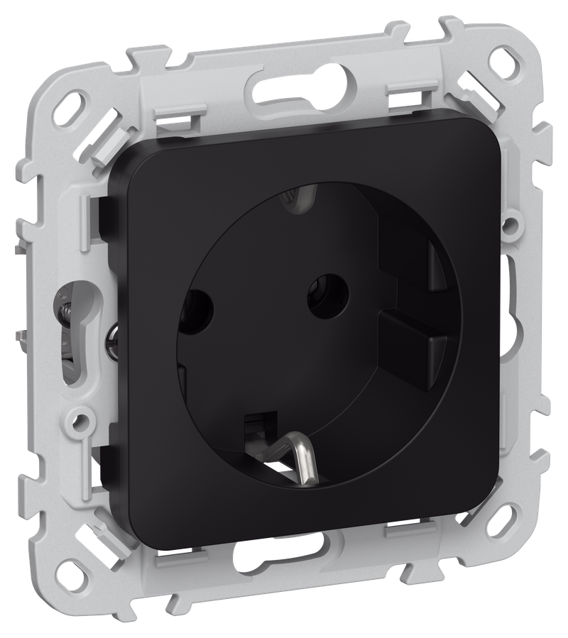 Розетка IEK FLITE РС11-1-ФлЧ, однопостовая, черный