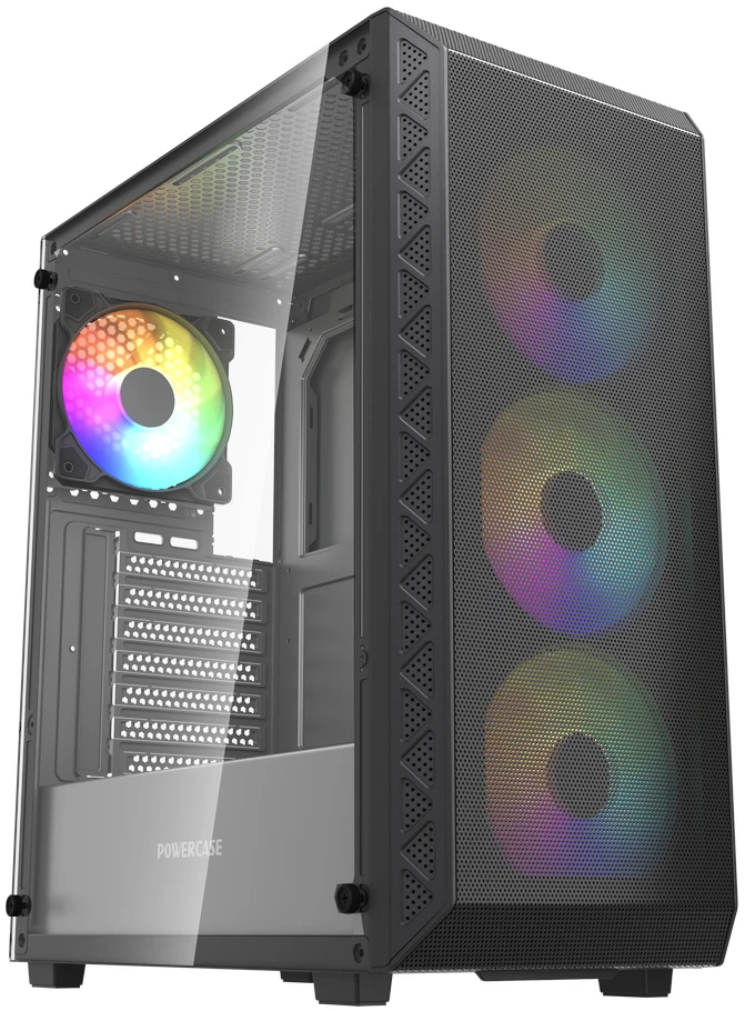 Корпус PowerCase Mistral S4B ARGB, Midi-Tower, без БП, черный