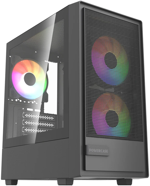 Корпус PowerCase Mistral Micro SM02 ARGB, Mini-Tower, без БП, черный