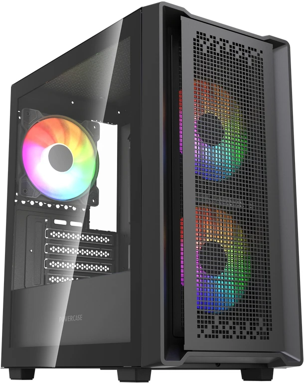 Корпус PowerCase Mistral Micro SM04 ARGB, Mini-Tower, без БП, черный