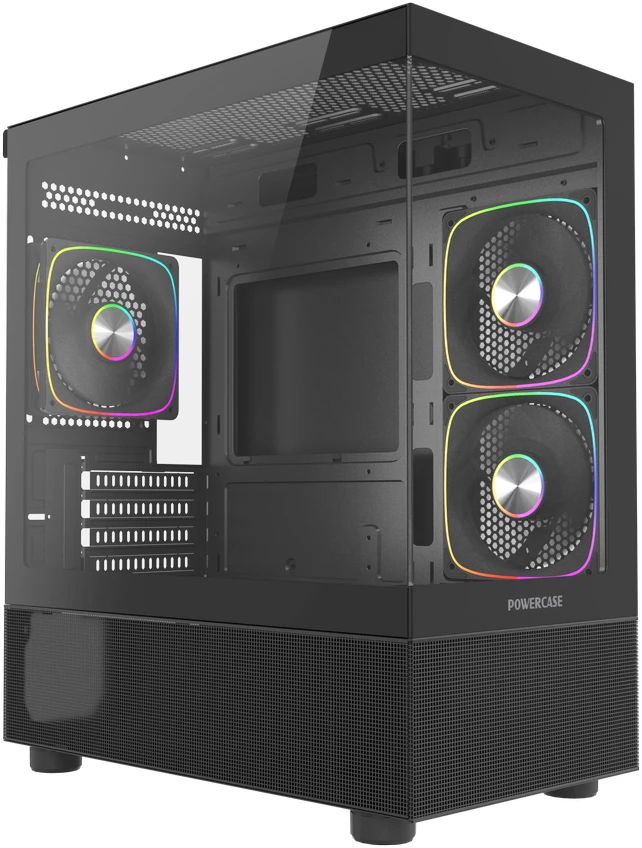 Корпус PowerCase Vision Micro M2 ARGB, Mini-Tower, без БП, черный