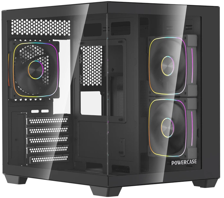 Корпус PowerCase Vision Micro M5CB, Mini-Tower, без БП, черный