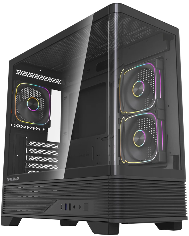 Корпус PowerCase Vision Micro M6B, Mini-Tower, без БП, черный