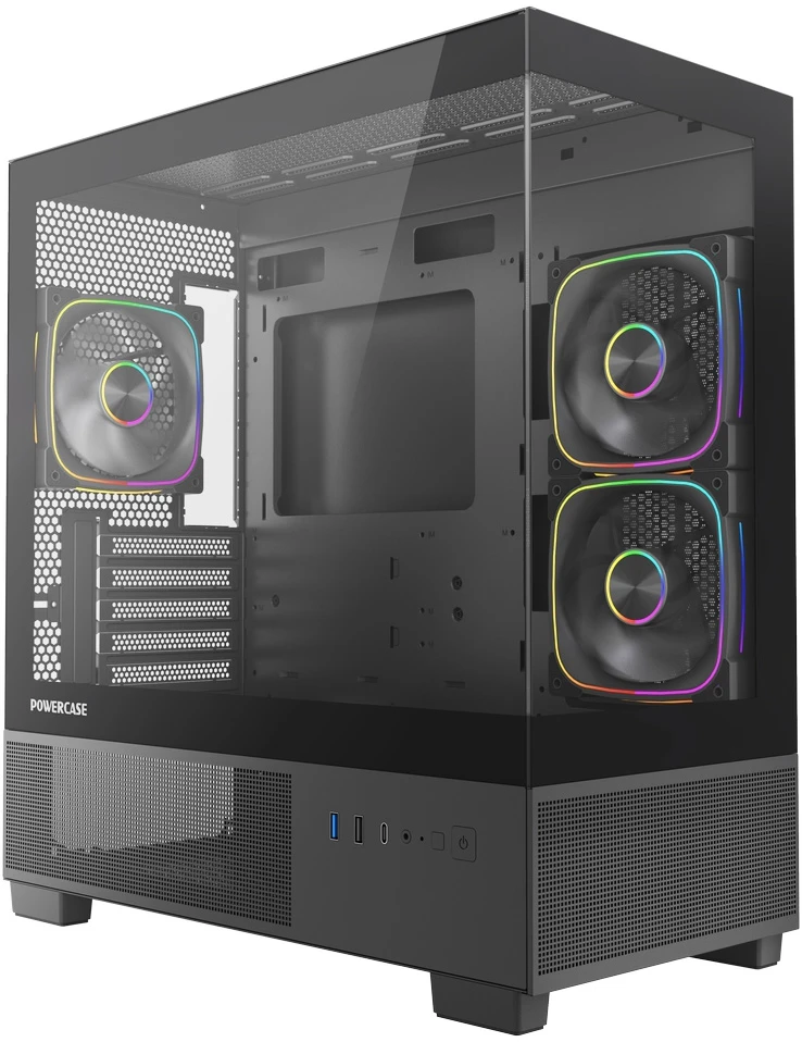 Корпус PowerCase Vision Micro S3B, Mini-Tower, без БП, черный