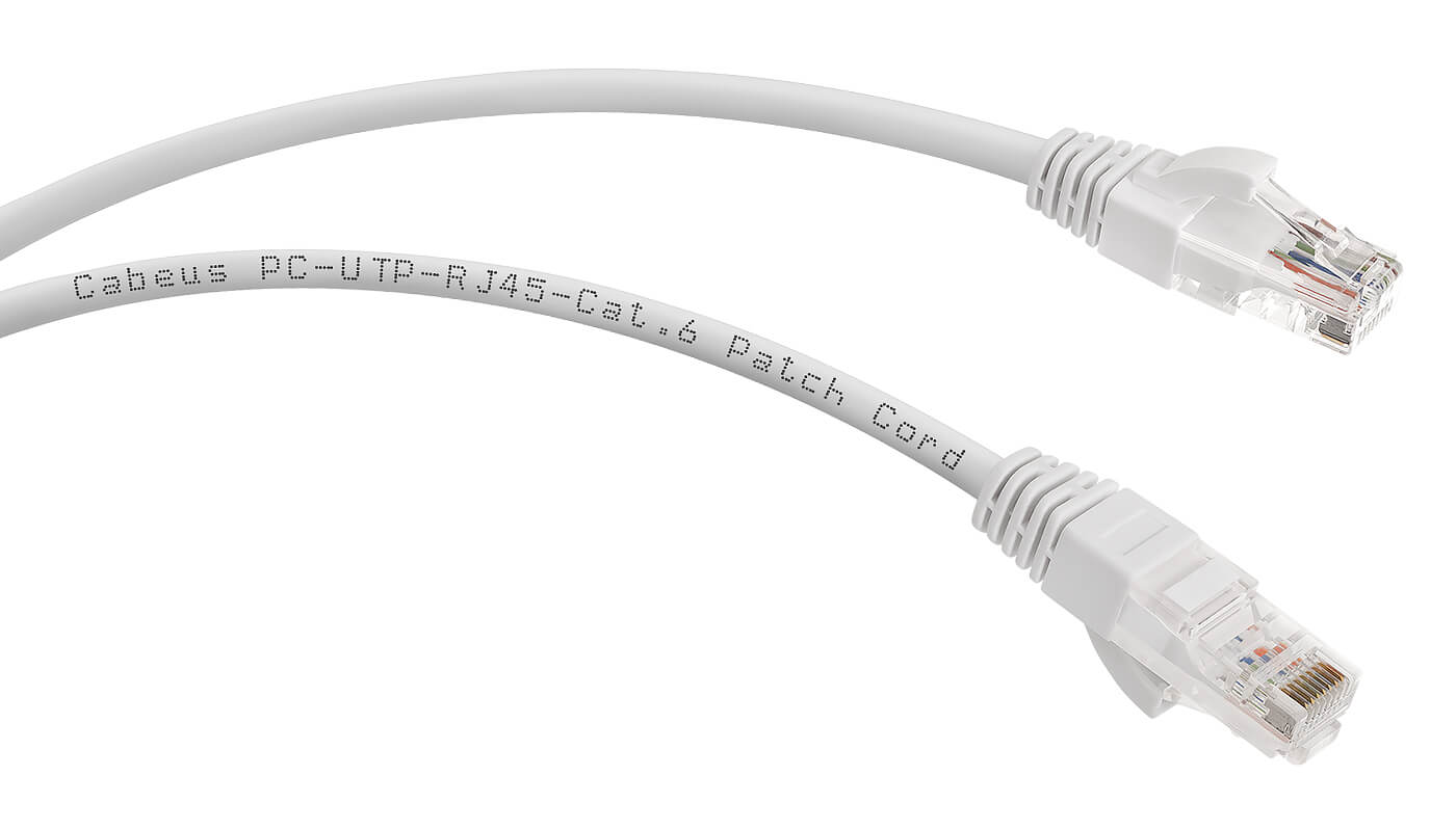 Патч-корд Cabeus UTP, кат.6, 2 м, RJ45-RJ45, белый (PC-UTP-RJ45-Cat.6-2m-WH-LSZH)
