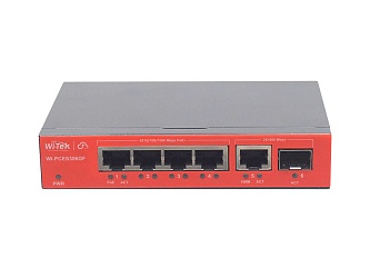 Коммутатор Wi-Tek Easy Smart WI-PCES306GF, управляемый, кол-во портов: 4x1 Гбит/с SFP 1x1 Гбит/с, кол-во SFP/uplink: RJ-45 1x1 Гбит/с, PoE: 4x30 Вт (макс. 60 Вт) (WI-PCES306GF) неродная упаковка, полный комплект