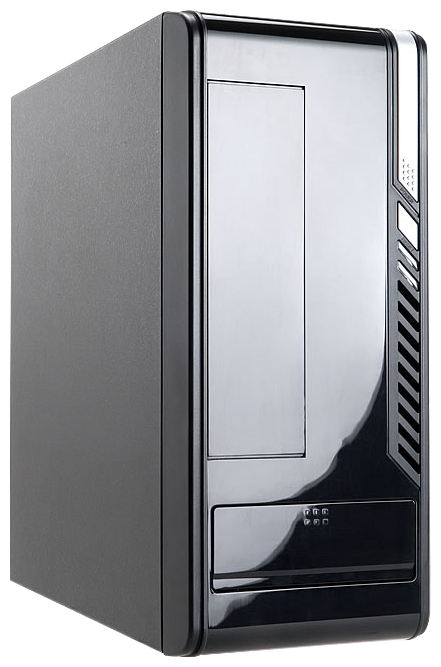 Корпус INWIN BM648, Mini-ITX, Slim-Desktop, черный, 160 Вт б/у, с внутреннего использования, потертости, царапины, сломана защелка крышки фронтальных разъемов