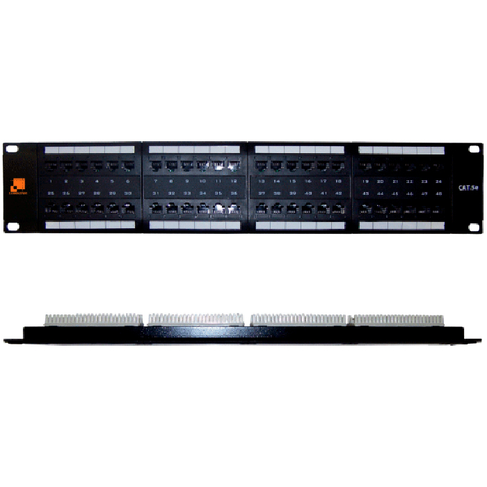 Патч-панель в шкаф 19" 2U, порты: 48xRJ-45 кат. 5e, LANMASTER LAN-PPL48U5E