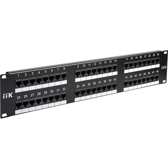 

Патч-панель в шкаф 19" 2U, порты: 48 x RJ-45 кат. 5e, черный, ITK (PP48-2UC5EU-D05)