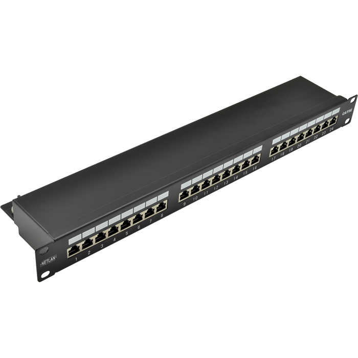 Патч-панель в шкаф 19" 1U, порты: 24xRJ-45 кат. 5e, NETLAN EC-URP-24-SD2