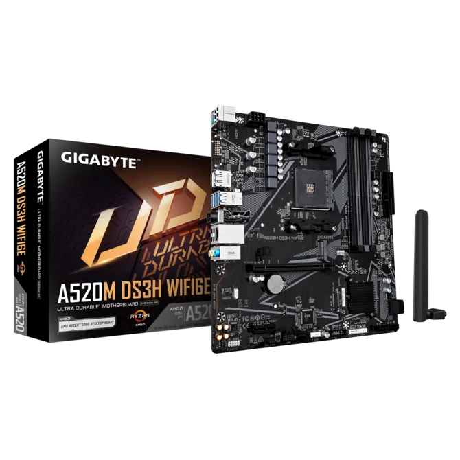 Материнская плата GIGABYTE A520M DS3H WIFI6E, SocketAM4, AMD A520, mATX