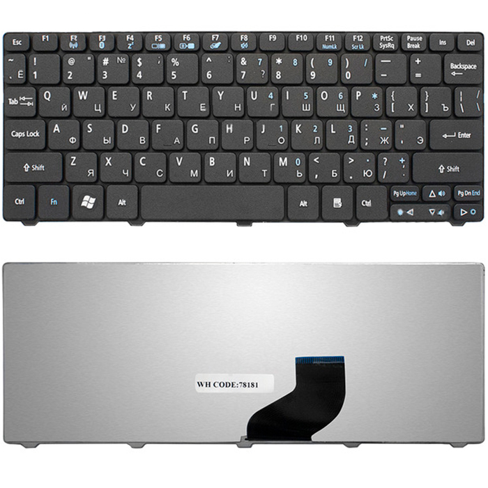 

Клавиатура для ноутбука Acer Aspire One 532, 532h, B527, E-Machines 350, Gateway LT21 Series. черный (TOP-78181), TOP-78181