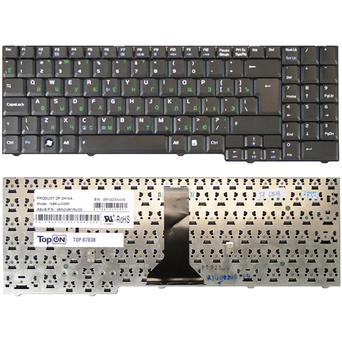 

Клавиатура для ноутбука Asus M51 M51V M51E M51SN X55SR F7 F7E F7F Series. черный (TOP-67838), TOP-67838
