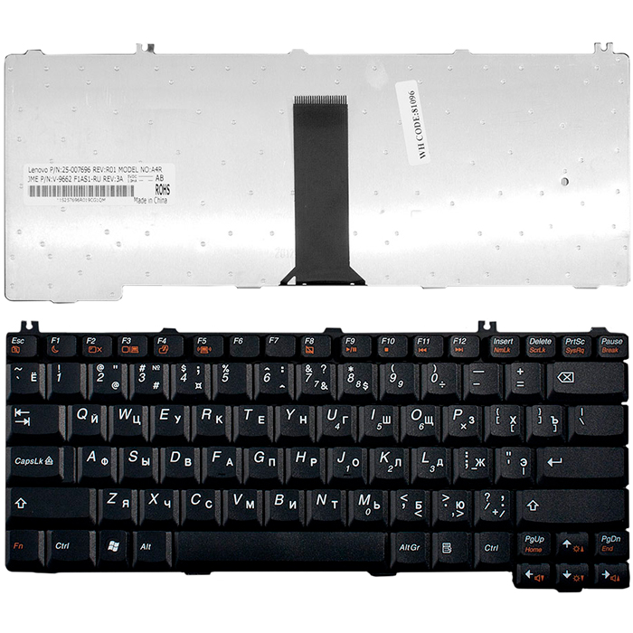 

Клавиатура для ноутбука Lenovo ThinkPad F31 F41 F51 IdeaPad 3000 C100 C200 N100 N200 Series. черный (TOP-81096), TOP-81096