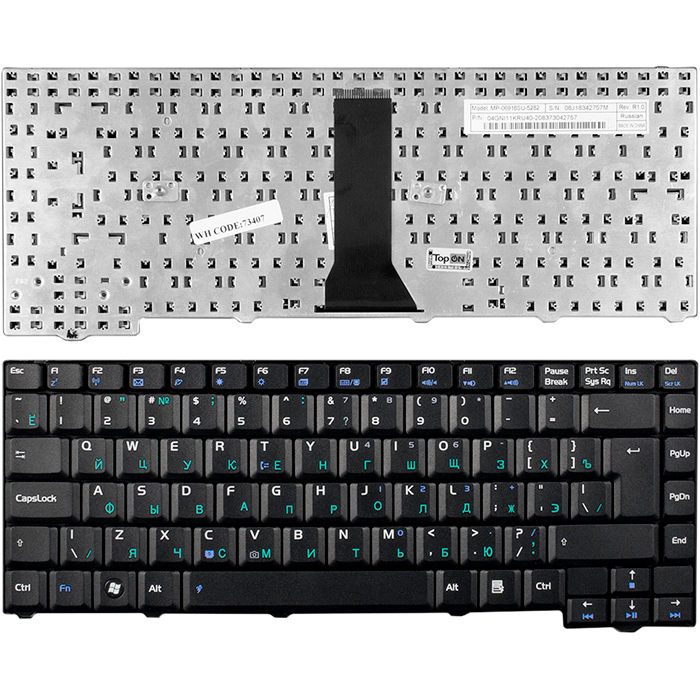 

Клавиатура для ноутбука Asus F3, F3J, F3JC, F3JM-1A, F3JP F3M, T11 Series Black (TOP-73407), Черный, TOP-73407