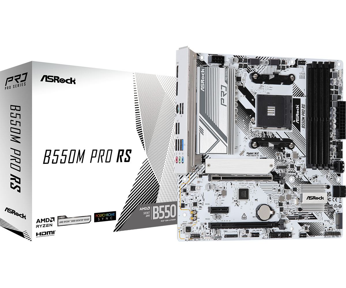 Материнская плата ASRock B550M Pro RS, SocketAM4, AMD B550, mATX