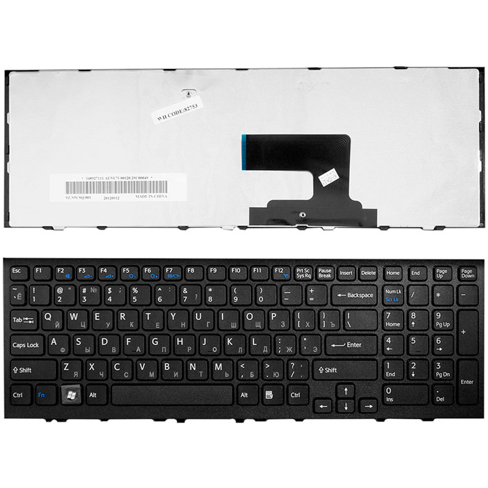 

Клавиатура для ноутбука Sony Vaio VPC-EE Series Black Frame Black Черная без рамки (TOP-82753), Черный, TOP-82753