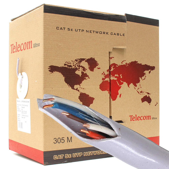 Витая пара Telecom UTP кат.5e 4 пары CCA 305м. (TUS44040E)