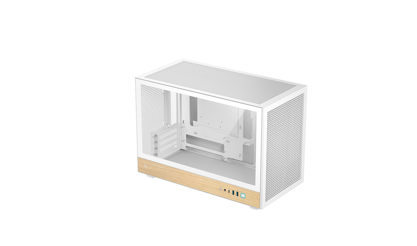 Корпус Deepcool CH260 WOOD, Micro-Tower, без БП, белый/коричневый