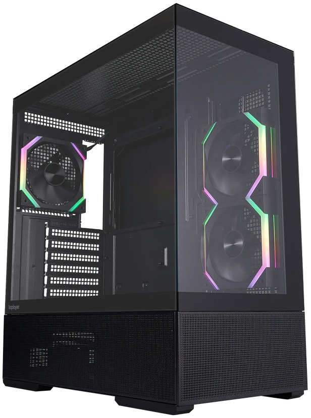 Корпус 1STPLAYER CV7 ARGB, Midi-Tower, без БП, черный