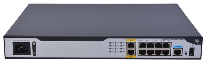 

Маршрутизатор HPE FlexNetwork MSR1003-8S AC, LAN: 8x10/100/1000 Мбит/сек, WAN 2x1 Гбит/сек (JH060A), FlexNetwork MSR1003-8S AC