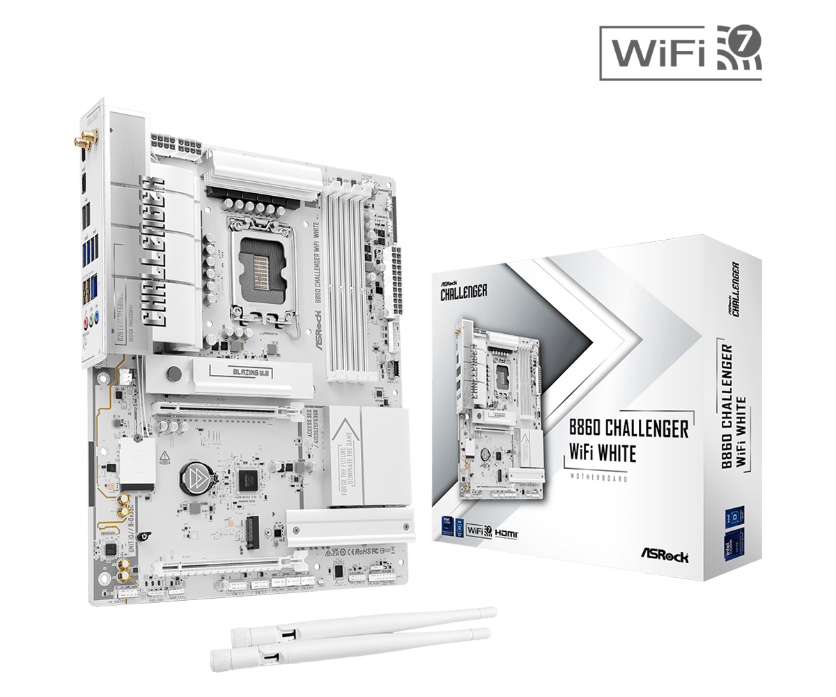 Материнская плата ASRock B860 Challenger WiFi White, LGA1851, Intel B860, ATX